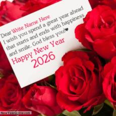 Happy New Year Name Card With Photo